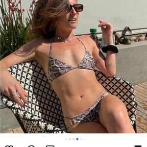 All Saints Pink Snake Cut Out Bikini Set